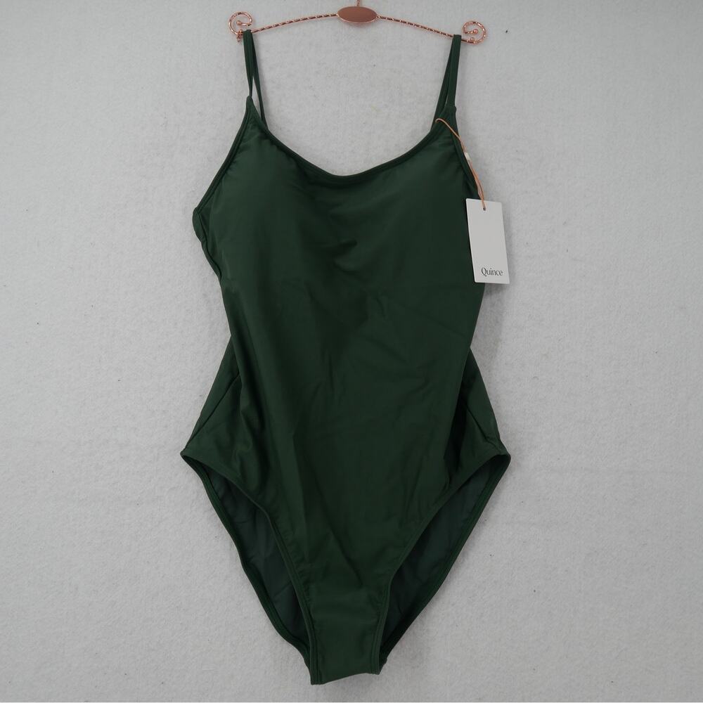 QUINCE Women's Medium Swimsuit Italian Cami One-Piece Palm Green NEW - Picture 3 of 11
